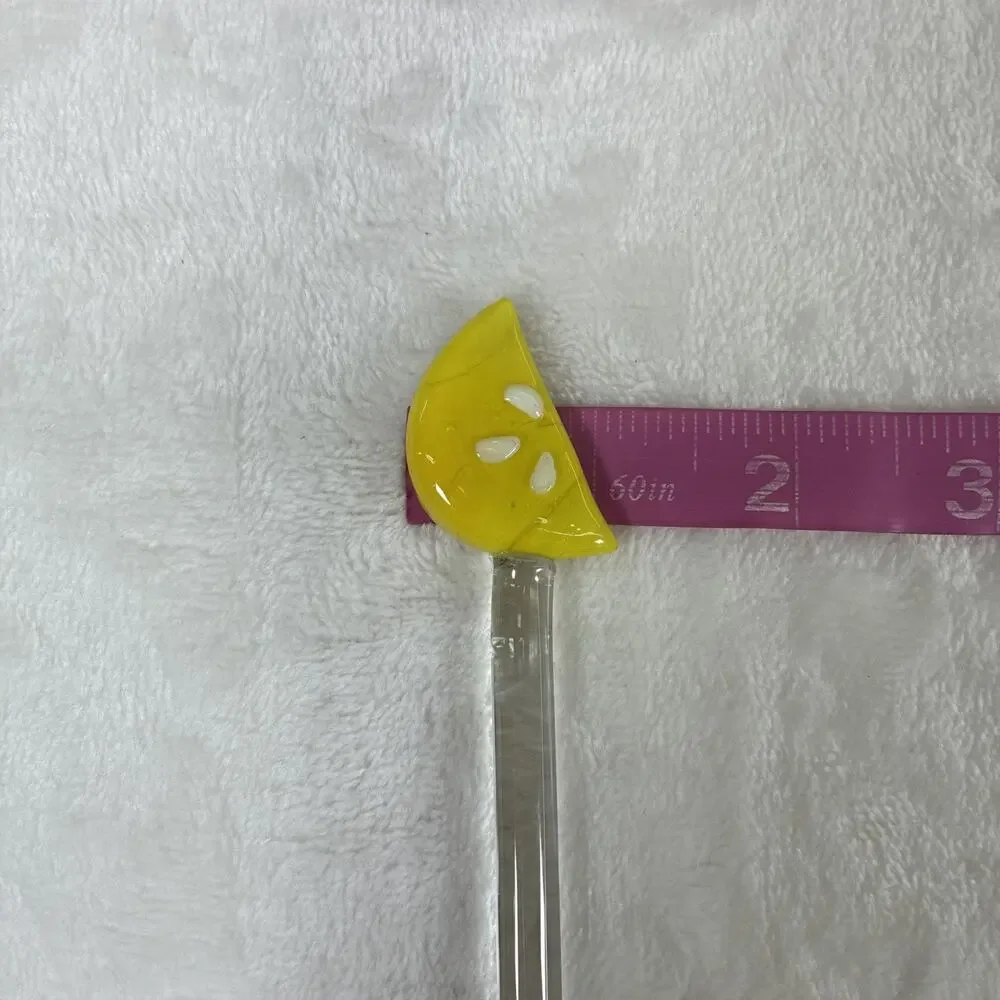 Set of 4 Vintage Glass Lemon Wedge Swizzle Stick Stirrer 11.75" Summer Free Ship - Picture 7 of 7